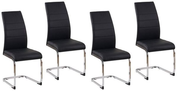 HTI-Living Esszimmerstuhl Esszimmerstuhl SallyC Kunstleder 4er-Set Schwarz (Set, 4 St), Schwingstuhl Freischwinger