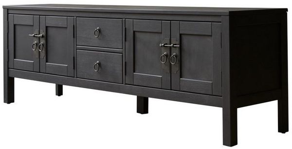 Tikamoon TV-Schrank Thaki Black TV-Schrank aus massiver Kiefer 170 cm