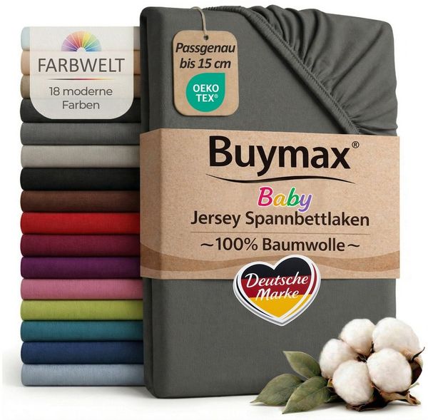 Buymax Spannbettlaken Babybett Kinderbett 60x120 cm 70x140 cm, Jersey 100% Baumwolle, Gummizug: Rundumgummi, (1 Stück), bis 15 cm Matratzenhöhe, weich, atmungsaktiv, hautfreundlich