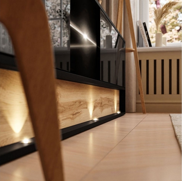 ALLHOUSE24 TV-Schrank MILA Lowboard 180 cm mit Einsatz aus Wotan Eiche LED Beleuchtung Breite 180 cm Bild 3