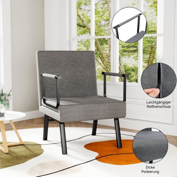 oyajia Schlafsofa 4 in 1 Schlafcouch mit Bettfunktion, Leinen-Touch, für Schlafzimmer, Wohnzimmer, Grau