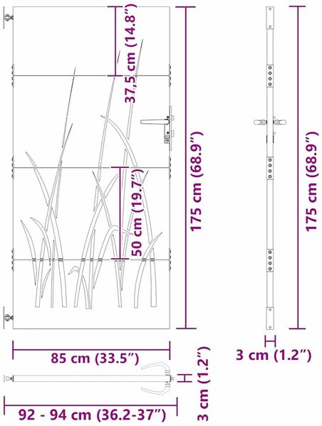vidaXL Gartentor Schwarz 85 x 175 cm Pulverbeschichteter Stahl 42015867 Bild 10