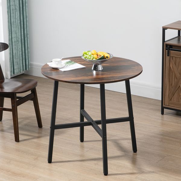 Esszimmertisch Ø80 cm modern rustikal Industriedesign Metallgestell furnierte Platte