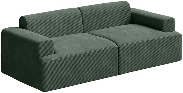 skølm 'Freki' Cloud Sofa 2 Sitzer, Vollschaumcouch mit Federkern und Vakuum-Kompression, kein Aufbau erforderlich, mit 2 Kissen, Cord dunkelgrün Bild 9
