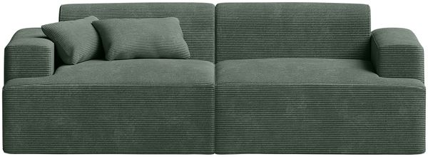 skølm 'Freki' Cloud Sofa 2 Sitzer, Vollschaumcouch mit Federkern und Vakuum-Kompression, kein Aufbau erforderlich, mit 2 Kissen, Cord dunkelgrün Bild 2