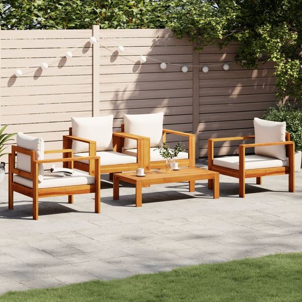 vidaXL 5-tlg. Garten-Sofagarnitur mit Kissen Massivholz Akazie 3214842