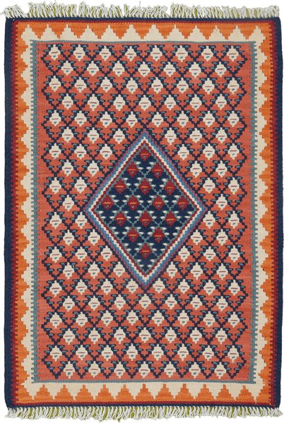 Looma 'Aydin' Kelim Senneh handgewebt, Schurwolle Rot, 62x88 cm
