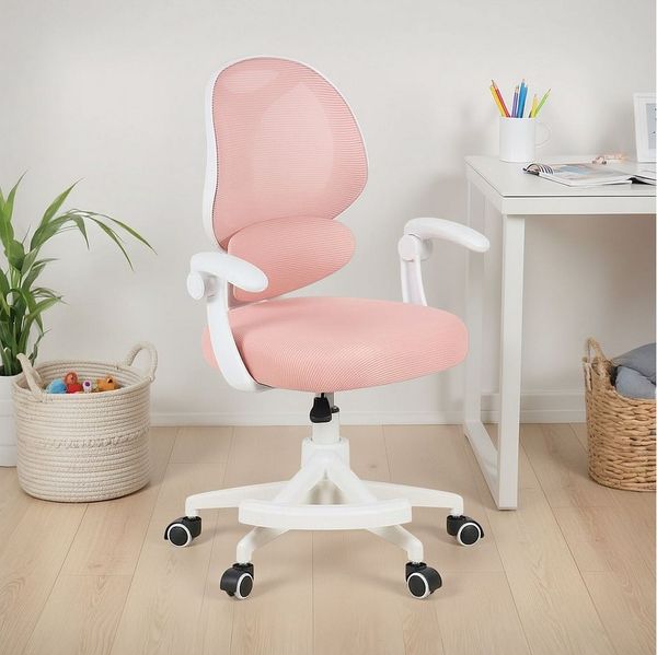 IDIMEX Schreibtischstuhl ISLA, Kinder Bürostuhl mit Fußstütze ergonomisch höhenverstellbar Rosa