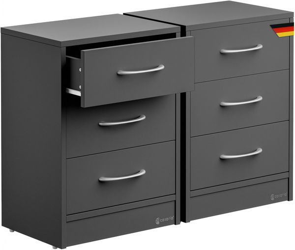 CASARIA® 2x Nachttisch Eloise Anthrazit