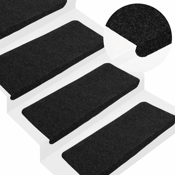 vidaXL Stufenmatten Selbstklebend 30 Stk. Schwarz 65x24,5x3,5 cm 3365908