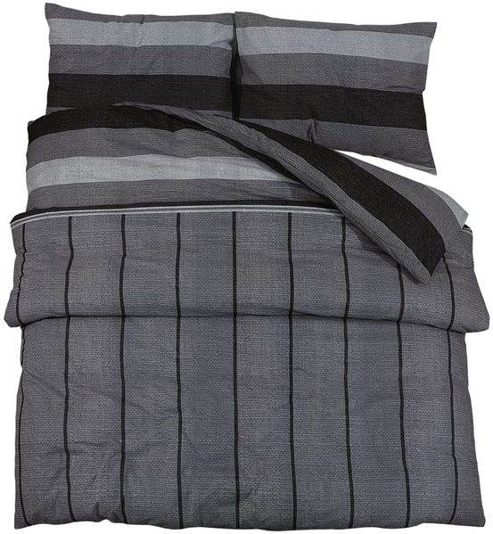 vidaXL Bettwäsche-Set, Baumwolle dunkelgrau, 155x220 cm Bild 2