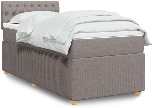 vidaXL Boxspringbett mit Matratze Taupe 100x200 cm Stoff 3289678