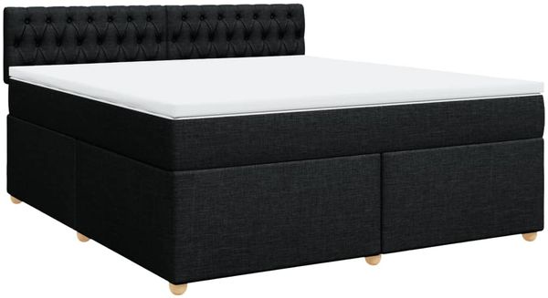 vidaXL Boxspringbett mit Matratze Schwarz 180x200 cm Stoff 3289068 Bild 2