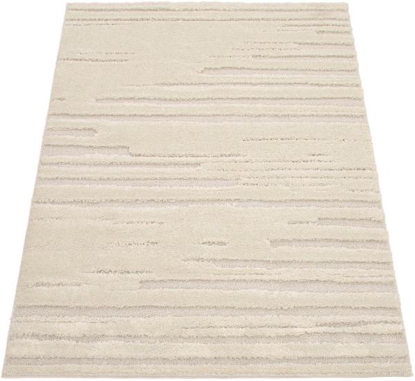 Paco Home Hochflor-Teppich Genua 742, rechteckig, Höhe: 34 mm, Uni-Farben, Hoch-Tief Effekt, gestreift, modernes Design, Flor