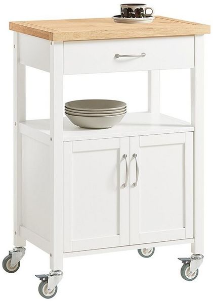 SoBuy FKW22-WN Küchenwagen aus Kautschukholz Servierwagen Rollwagen Getränkewagen fürs Büro BHT ca. : 60 x 92 x 45 cm