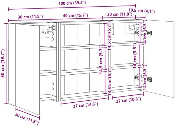 vidaXL Badezimmerschrank-Set 3 pcs 100 x 10,5 x 50 cm Holzwerkstoff 3403683 Bild 12