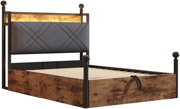 Bett 90x190 cm mit Stauraum und LED-Beleuchtung – multifunktionales Smart-Himmelbett Bild 9