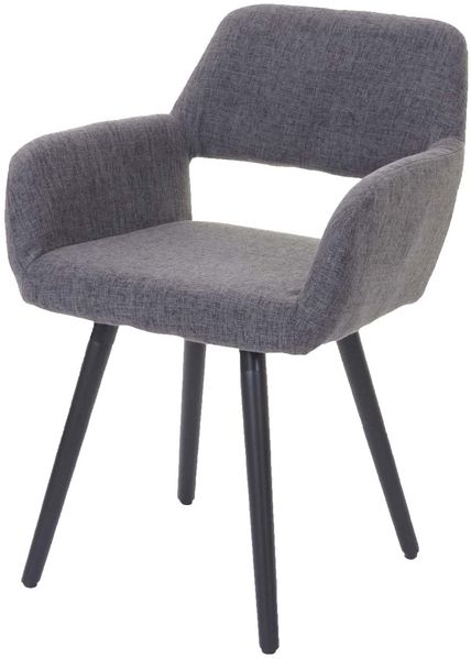 Esszimmerstuhl HWC-A50 II, Stuhl Küchenstuhl, Retro 50er Jahre Design ~ Textil, grau, dunkle Beine