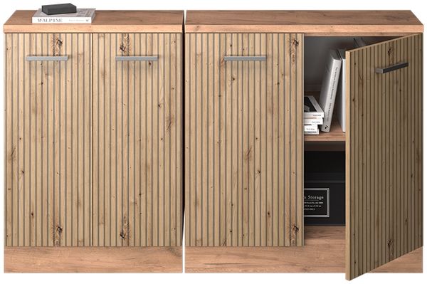 Küchenschrank für Dachschrägen R-Line Artisan-Eiche 140 cm 2er Set Schrankkorpuss 60 cm Tiefe Vicco Bild 5