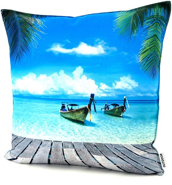 heimtexland Â® Outdoorkissen Lotus Effekt 45x45 Garten Dekokissen Wasserabweisend Outdoor Lounge Deko Kissen Typ742 SÃ¼dsee Boote
