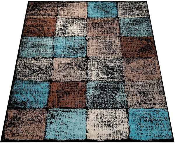 Paco Home Teppich Metro 155, rechteckig, Höhe: 12 mm, Kurzflor, modernes Karo-Muster, ideal im Wohnzimmer & Schlafzimmer