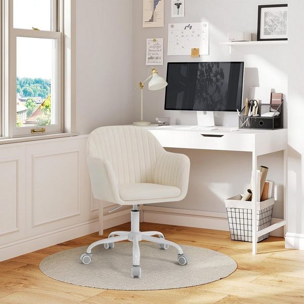 Woltu Schreibtischstuhl, Homeoffice Stuhl mit Rollen, Schminkstuhl höhenverstellbar