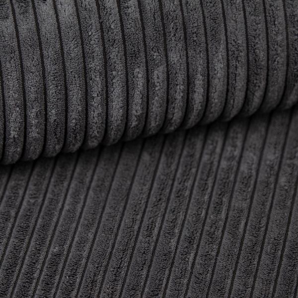 Wohnlandschaft Sofa Couch Ecksofa Eckcouch Cordstoff Graphite + Hocker Minsk L Bild 5