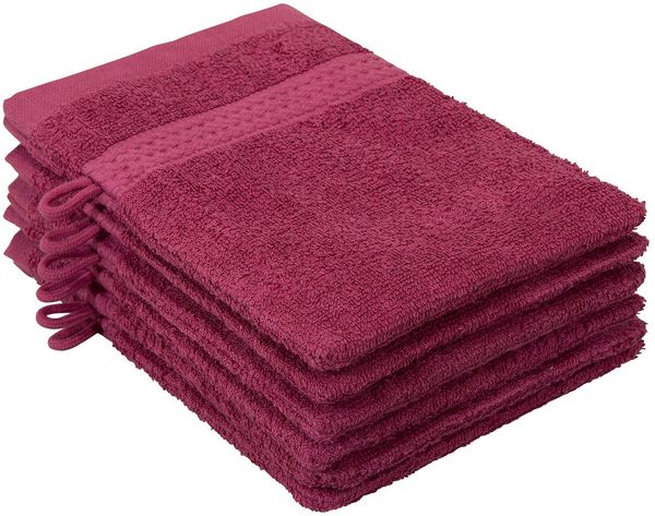 OTTO home Waschhandschuh Juna, 6 Waschhandschuhe 16x21, 100% Baumwolle, Set und als Serie, (6-St), Handtuch-Set, mit Bordüre, Handtücher in Uni-Farben, weich