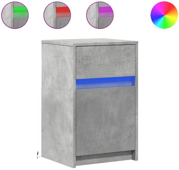 vidaXL Nachttische mit LED-Leuchten 2 Stk. Betongrau Holzwerkstoff 852005