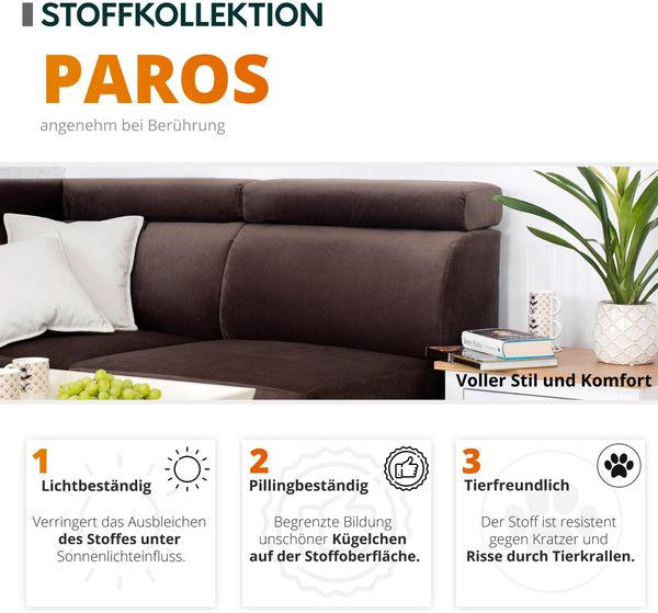 Mirjan24 'Boston Mini' Ecksofa mit Bettkasten und Schlaffunktion, Plüschstoff, Braun, Links Bild 8