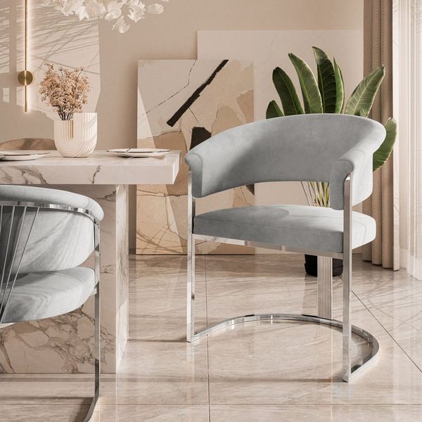 Lookway Polsterstuhl MOUNIR SILVER mit einem silberfarbenen, verchromten Gestell