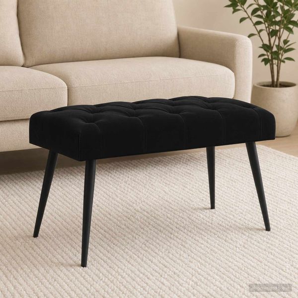 vidaXL Bank mit Knopfheftung Schwarz 80 x 40 x 46 cm Samt 42038563