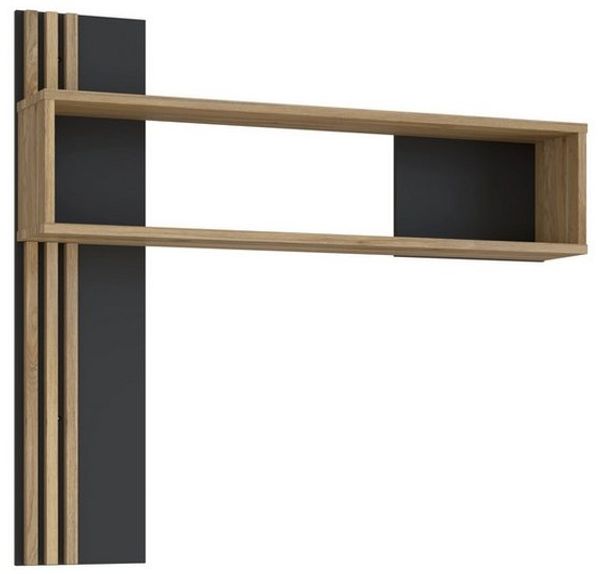 FORTE Wandregal Lamelle, Mauvella Eiche Dekor / Schwarz - 130x120x21,9cm (BxHxT)