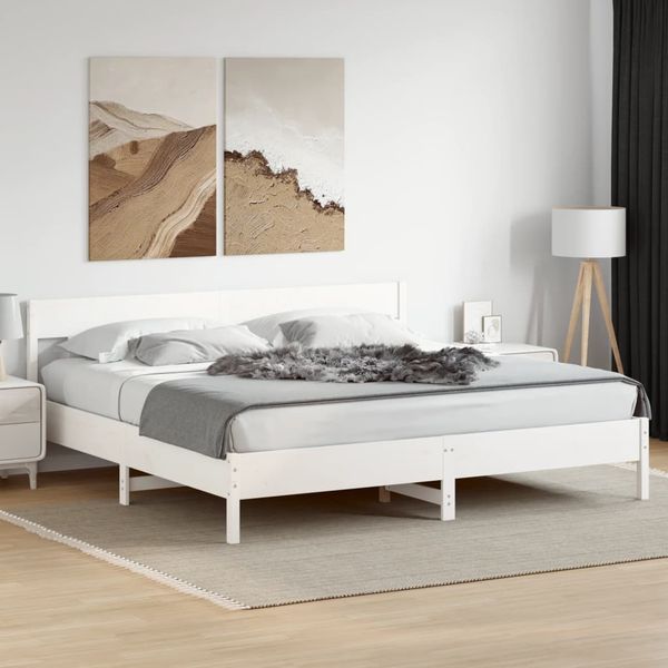 vidaXL Massivholzbett ohne Matratze Weiß 200x200 cm Kiefernholz 3216201
