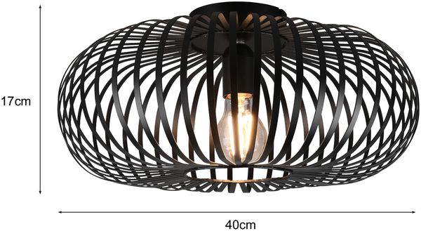 LED Deckenleuchte Gitter Lampenschirm Metall in Schwarz, Ø 40cm Bild 4