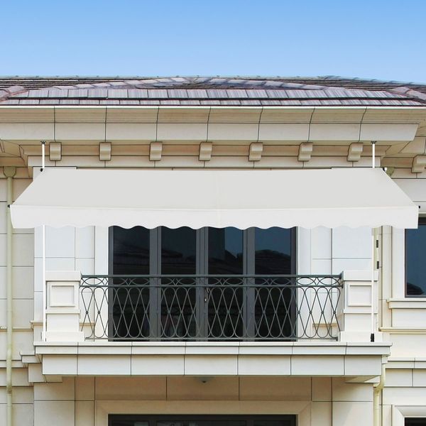 200cm Breit Klemmmarkise ohne Bohren UV-beständige Balkonmarkise Höhenverstellbare Markise Beige