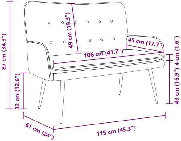 vidaXL 2-Sitzer Sofa Blau 115 x 61 x 87 cm Stoff 42028910 Bild 9