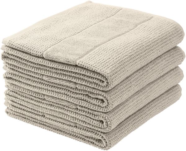 Schiesser Handtücher Turin im 4er Set aus 100% Baumwolle, nachhaltig und fair produziert, Farbe:Greige, Größe:50x100 cm