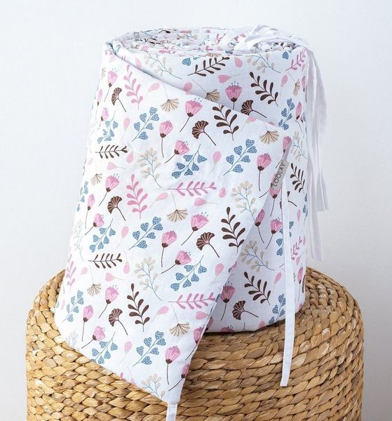 Loolay Bettnestchen PREMIERE! Blumenwiese ROSA Bettumrandung 420, 360, 210, 180 x 30cm, (Babynestchen Kopfschutz Neugeborene Blumen Babyausstattung GESCHENK für Mädchen, 100% Baumwolle Babybett Bettschutzgitter Umrandung Bettsprossen), LOOLAY® - 100% E...