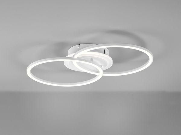 LED Deckenleuchte VENIDA 2 Ringe Weiß matt, Stufen Dimmer - 50x30cm Bild 3