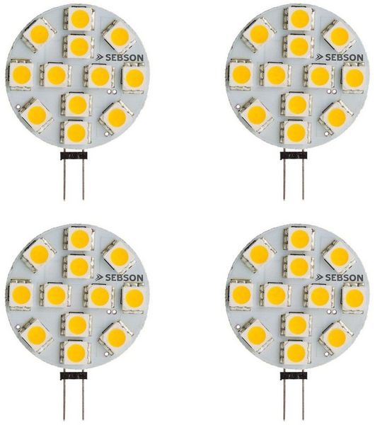 SEBSON LED-Leuchtmittel LED Lampe G4 2.5W - GU4 Stiftsockel 12V DC, Leuchtmittel - 4er Pack, 4 St.