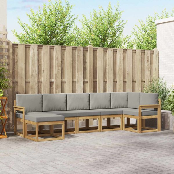 vidaXL Outdoor-Sofagarnitur mit Kissen 7 pcs Weiß und Hellgrau 3387935