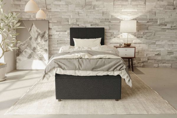 99rooms Kira Mini Boxspringbett Strukturstoff NEVE Schwarz 120x200 cm