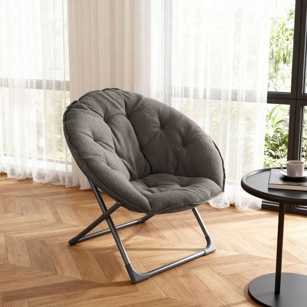 BBWL Sofa Klappbarer Schafwoll-Mondstuhl mit weicher Polsterung, tragbarer Saucertischstuhl für Schlafzimmer, Wohnheime, Garten