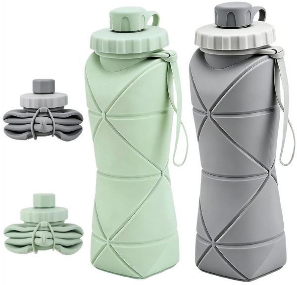 Mutig Trinkflasche 2 Stück Trinkbecher,Silikon Klappbarer Faltbarer Wasserbecher Bpa-Frei, Tragbarer Reise Hitzebeständig Outdoor Faltbarer Becher für Picknick
