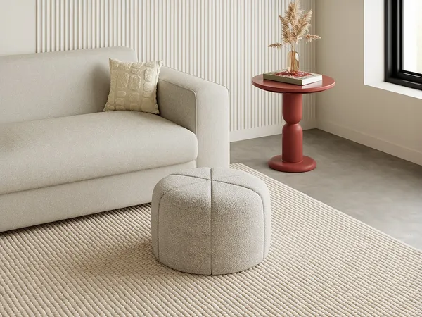 Vente-unique - ZOFIRA Pouf Stoff Beige - B 60 cm x H 35,5 cm x L 60 cm