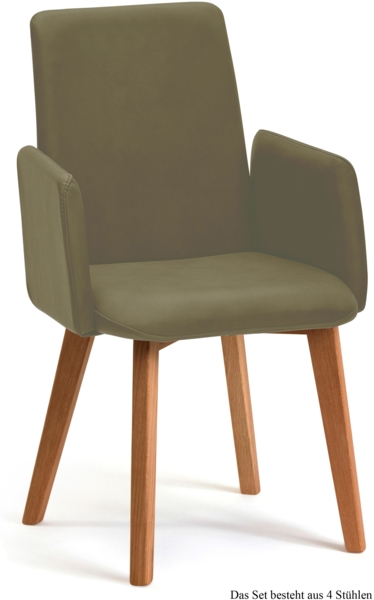 Armlehnstuhl (4er-Set) Darcie 52x92x60 Eiche geölt/Olivgrün