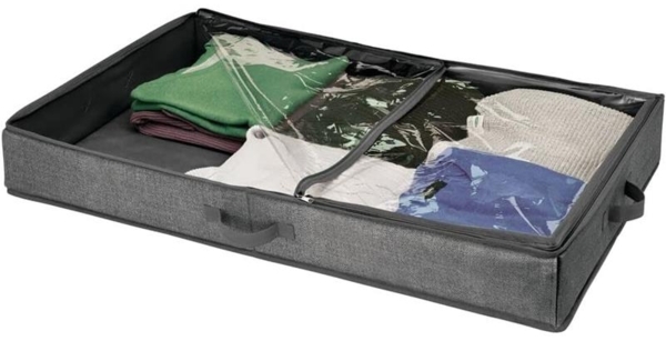 Unterbettkommode Bettkasten Wäschebox mDesign staubfrei anthrazit / tranparent