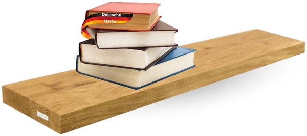 Wandregal Holz schwebend KYLO - Eichenholz Massiv | Bücherregal Schwebendes Regal Hängeregale für Wohnzimmer | 70x22x4cm