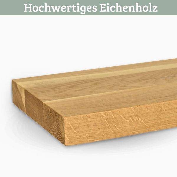 Wandregal Holz schwebend KYLO - Eichenholz Massiv | Bücherregal Schwebendes Regal Hängeregale für Wohnzimmer | 70x22x4cm Bild 4